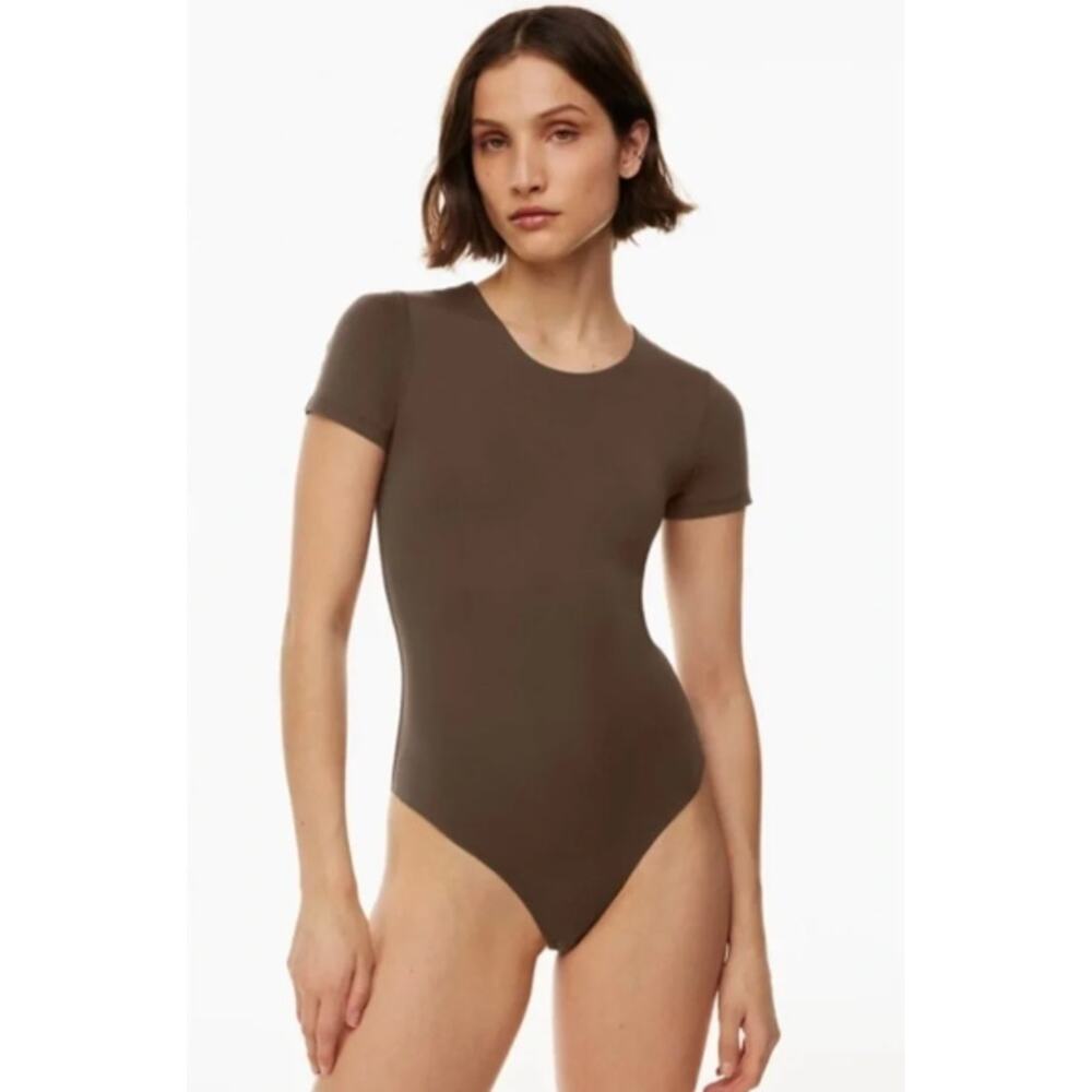 Aritzia Babaton Contour Short Sleeve Bodysuit Size Small in Dark Brown - Picture 10 of 10